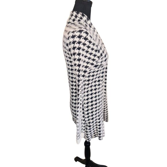 Houndstooth Long Open Soft FleCardigan Sweater By Cyrus Black White - Medium Siz - Picture 4 of 10